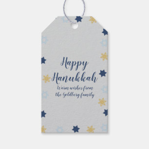Davidstjärna Söt blå och gul Hanukkah Presentetikett