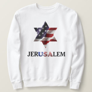 Davidstjärna USA, jerUSAlem Israel Palestina-krig  Lång Ärmad Tröja