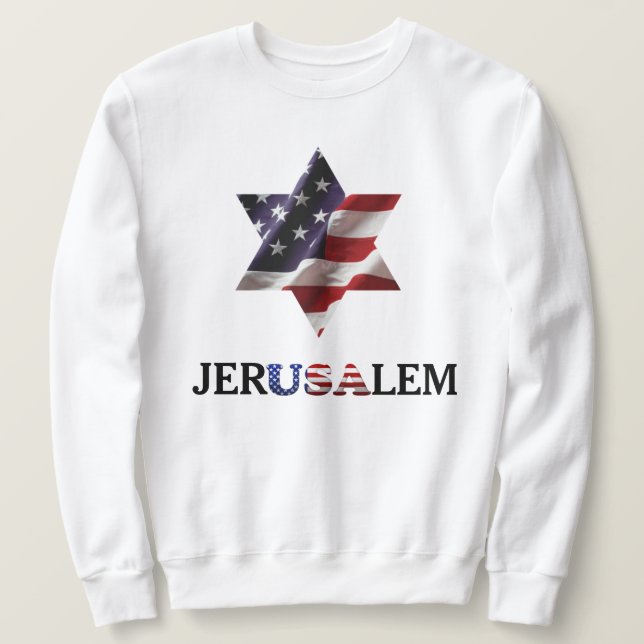 Davidstjärna USA, jerUSAlem Israel Palestina-krig  Lång Ärmad Tröja (Design framsida)