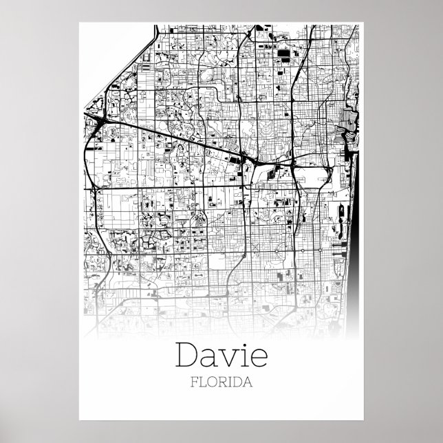 Davie Karta - Florida - City Karta Poster (Framsidan)