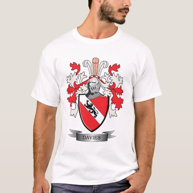 Davies Family Crest Jackar Arm Tee Shirt (Framsida)