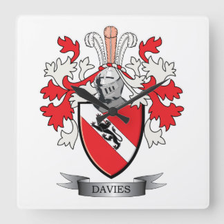 Davies Family Crest Jackar om Arm Fyrkantig Klocka