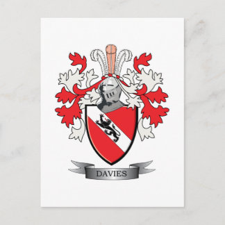 Davies Family Crest Jackar om Arm Vykort