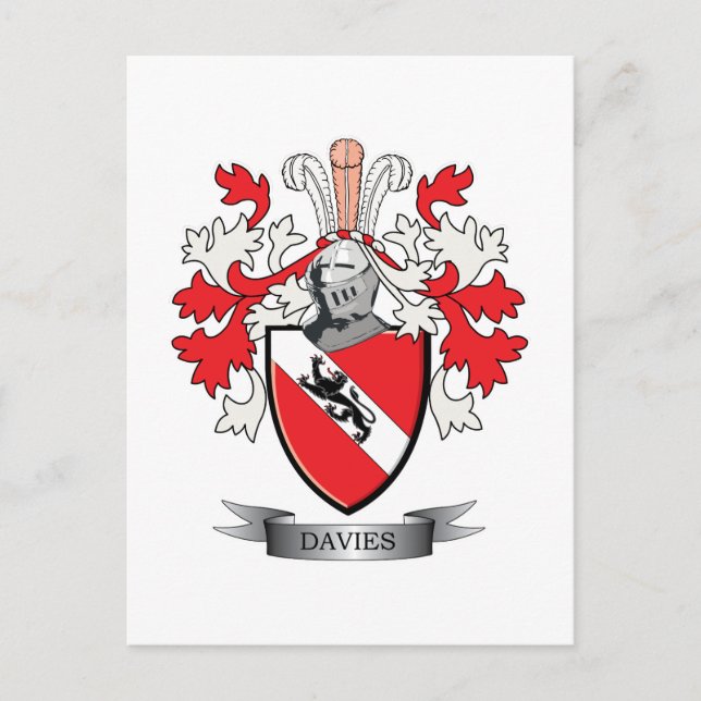 Davies Family Crest Jackar om Arm Vykort (Framsida)