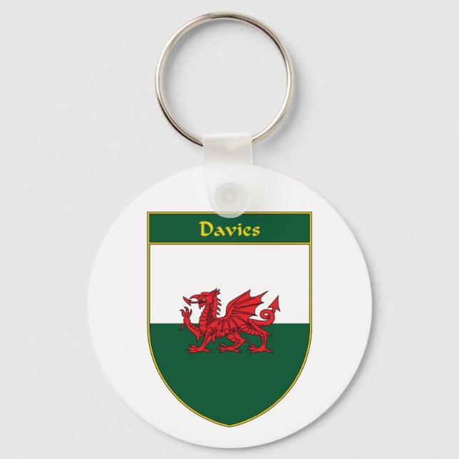 Davies Wales flagga sköld Nyckelring (Framsida)