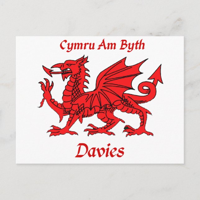 Davies Welsh Dragon Vykort (Framsida)