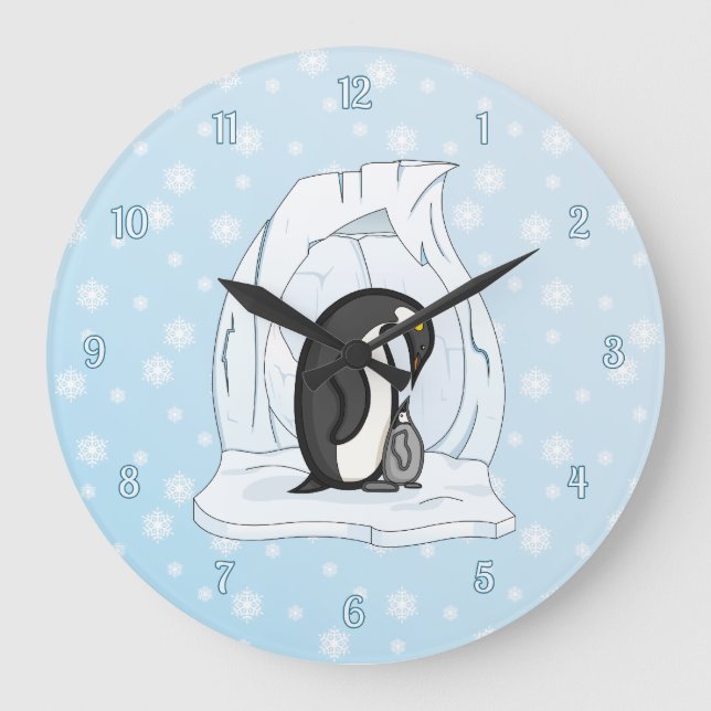 Davin och Annie Penguins Clock Stor Klocka (Framsida)
