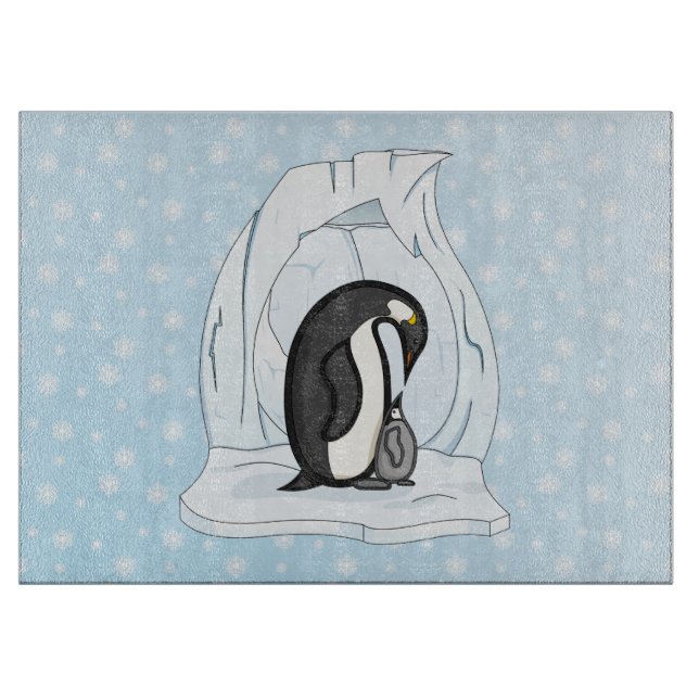Davin och Annie Penguins Glass Caking Board (Framsidan)