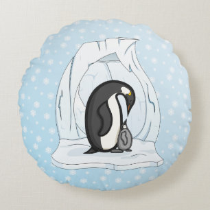 Davin och Annie Penguins Round Pillow Rund Kudde