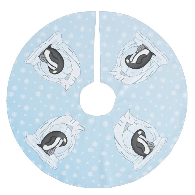 Davin och Annie Penguins Träd Skirt Julgransmatta Borstad Polyester (Framsidan)