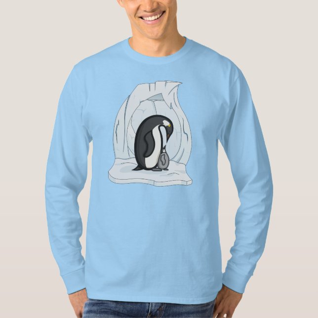 Davin och Annie pingvinerna mörka herrtröja Tee Shirt (Framsida)