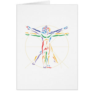 DaVinci anatomiman i Chakra färger Hälsningskort