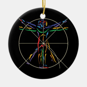 DaVinci anatomiman i Chakra färger Julgransprydnad Keramik