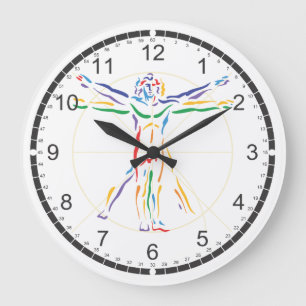 DaVinci anatomiman i Chakra färger Stor Klocka