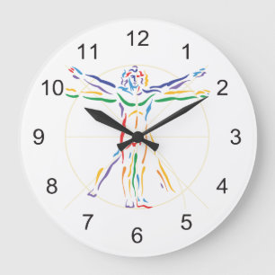 DaVinci anatomiman i Chakra färger Stor Klocka