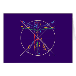 DaVinci Anatomy Man i Chakra Färg Hälsningskort