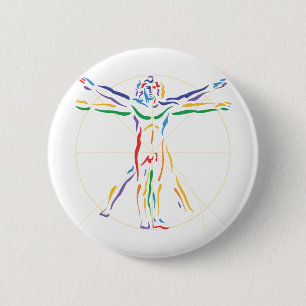 DaVinci Anatomy Man i Chakra Färg Knapp