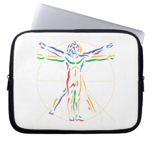 DaVinci Anatomy Man i Chakra Färg Laptop Fodral