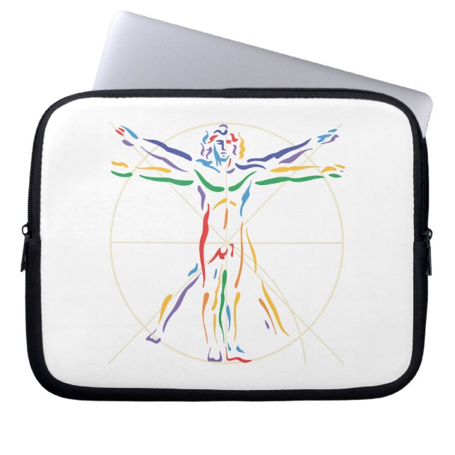 DaVinci Anatomy Man i Chakra Färg Laptop Fodral (Framsidan)