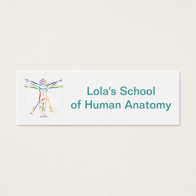 DaVinci Anatomy Man i Chakra Färg Litet Visitkort (Framsidan)