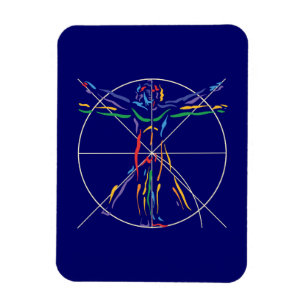 DaVinci Anatomy Man i Chakra Färg Magnet