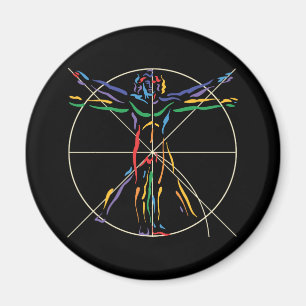 DaVinci Anatomy Man i Chakra Färg Magnet
