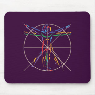 DaVinci Anatomy Man i Chakra Färg Musmatta