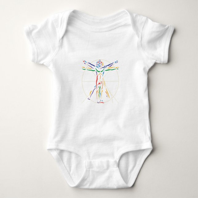 DaVinci Anatomy Man i Chakra Färg Tee (Framsida)
