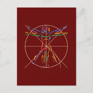 DaVinci Anatomy Man i Chakra Färg Vykort