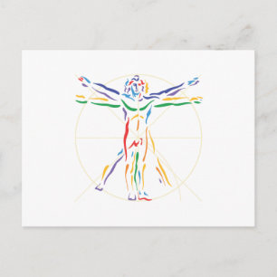 DaVinci Anatomy Man i Chakra Färg Vykort