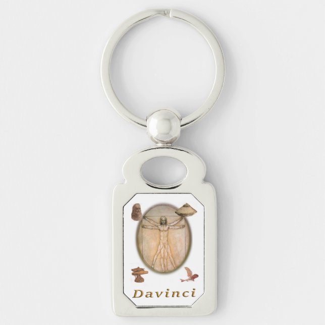 Davinci Rektangulärt Silverfärgad Nyckelring (Framsidan)