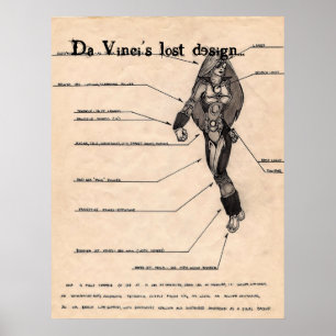 DaVincis Borttappad Design Poster