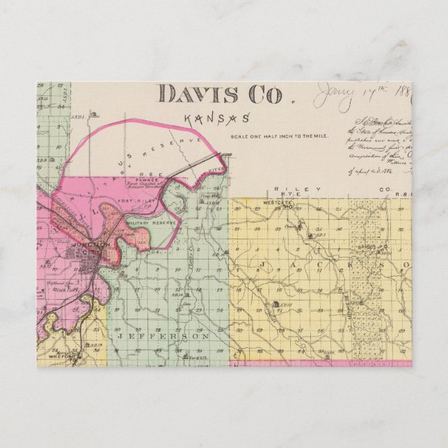 Davis County, Kansas Vykort (Framsida)