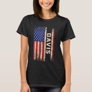 Davis Efternamn Shirt Davis Namn American Flagga T