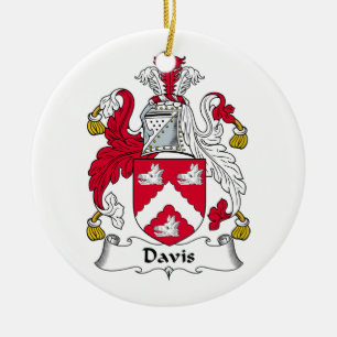 Davis familjvapensköld julgransprydnad keramik