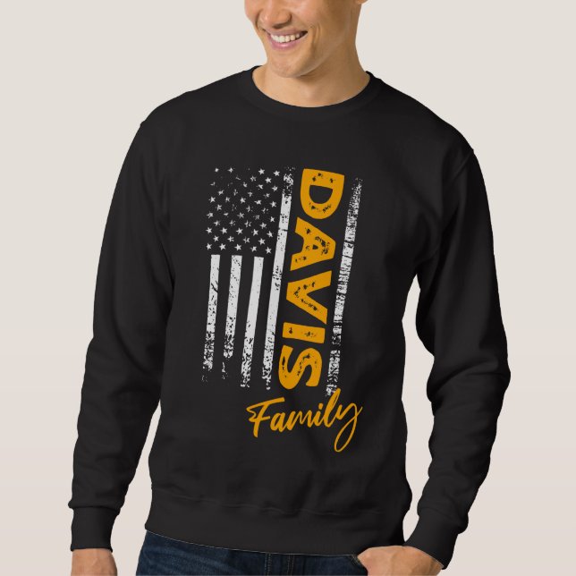 Davis Surname American Davis Efternamn Davis Lång Ärmad Tröja (Framsida)