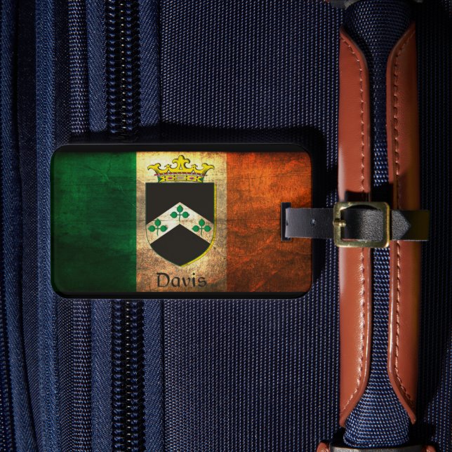 Davis Vapensköld Irish Flagga Bagagebricka (Framsida Insitu 4)