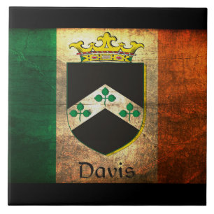 Davis Vapensköld Irish Flagga Kakelplatta