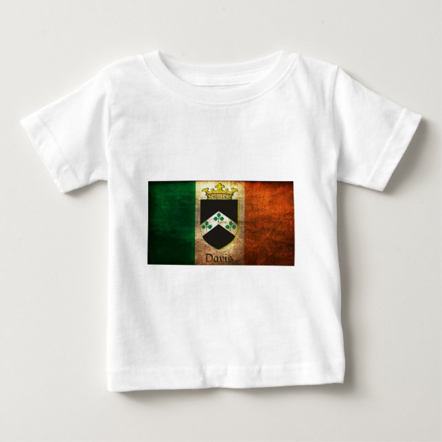 Davis Vapensköld Irish Flagga T Shirt (Framsida)