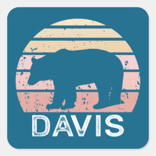 Davis Väster Virginia Retro Bear Fyrkantigt Klistermärke