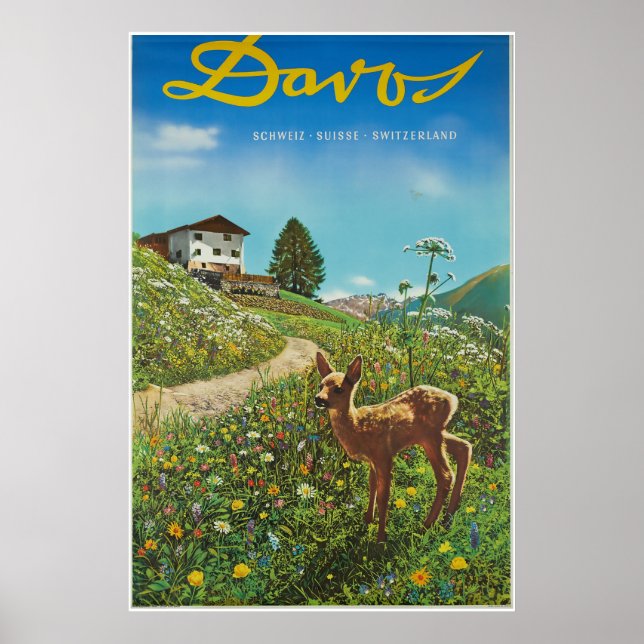 Davos, Parsenn, Schweiz, Ski Poster (Framsidan)