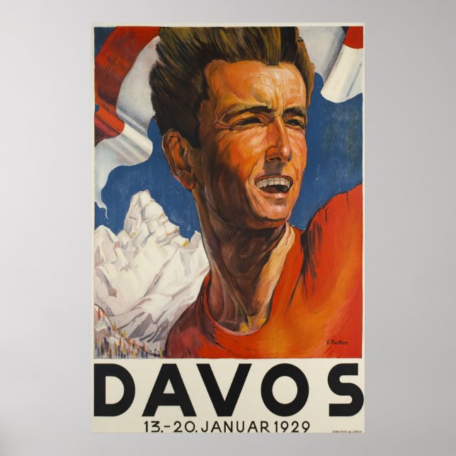 Davos, Parsenn, Schweiz, Ski Poster (Framsidan)