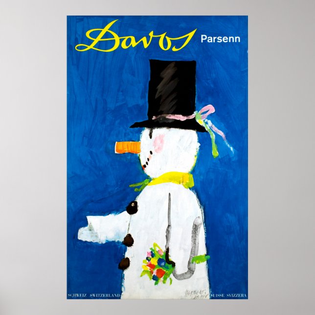 Davos Parsenn Schweiz Vintage resor Poster (Framsidan)