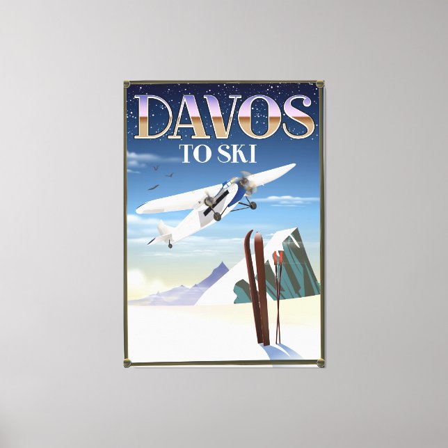 Davos Schweiz researesaffiche Canvastryck (Framsida)