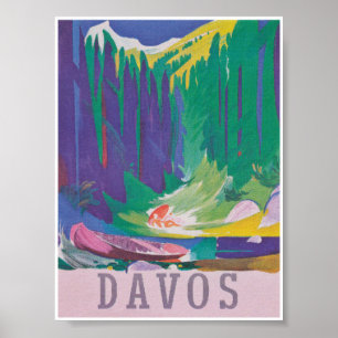 Davos Schweiz Retro Vintage resor Poster