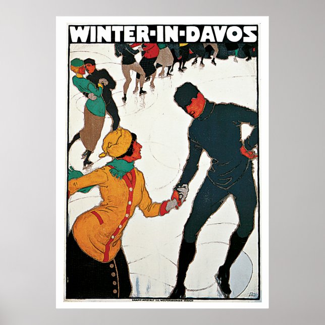 Davos, Schweiz Ski Winter Vintage resor Poster (Framsidan)