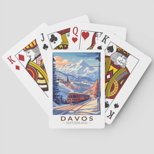 Davos Schweiz Tåg Travel Art Vintage Casinokort (Baksidan)