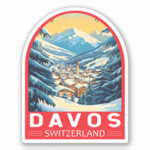 Davos Schweiz Travel Art Emblem Klistermärken