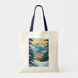 Davos Schweiz Travel Art Vintage Tygkasse