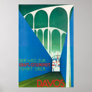 Davos Schweiziska Alperna Graubünden Schweiz Vinta Poster